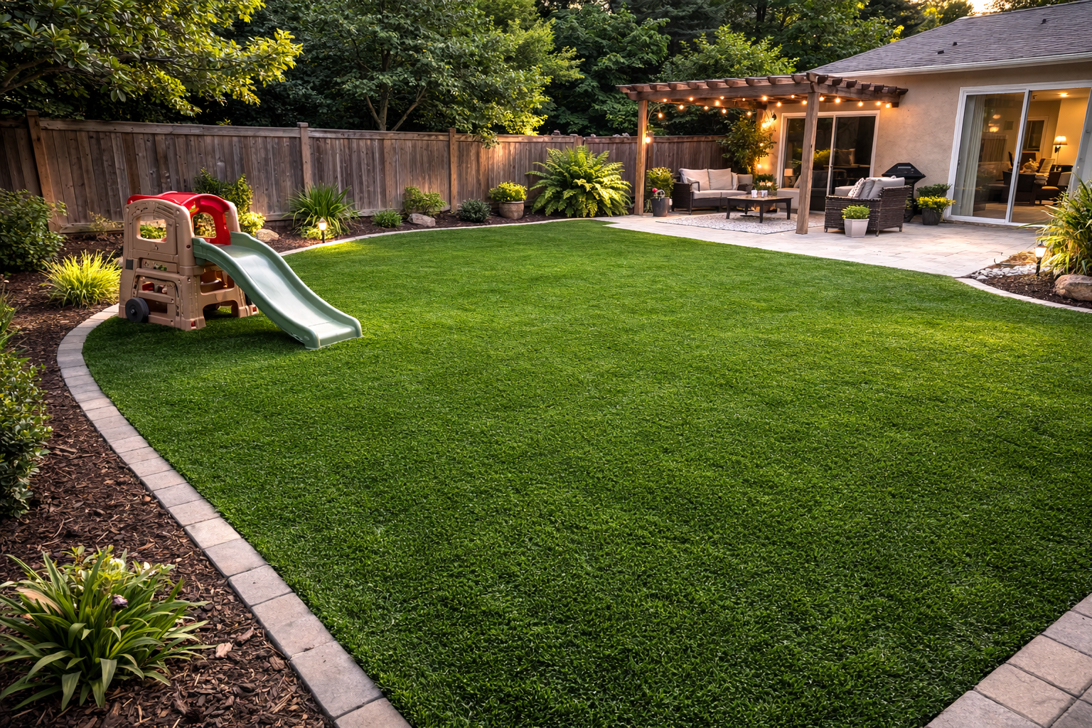 After - lush premium turf installed by LawnLogic